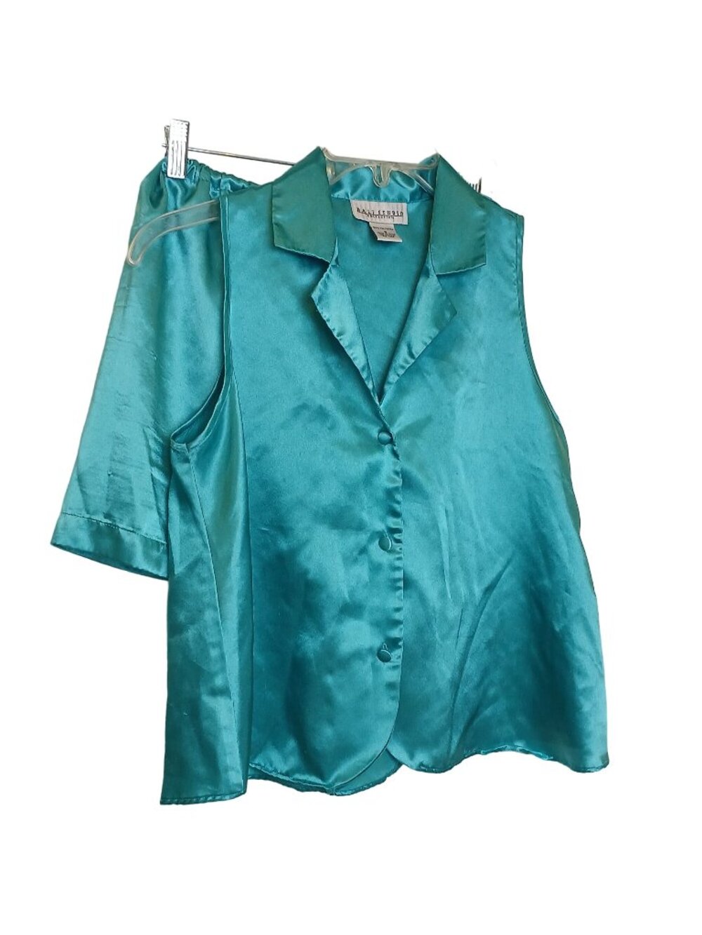 Bali Studio Collection Satin Pajama Set Womens Small Green Shorts Sexy #D-28